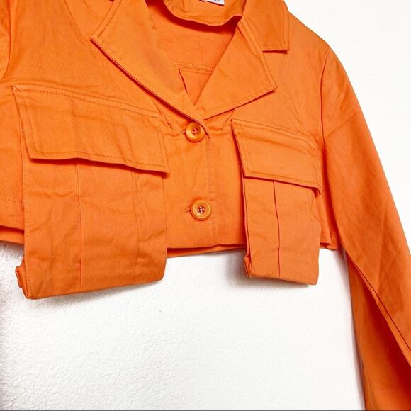 Meek Orange Chest Pocket Cropped Jacket Size Small - Picture 6 of 8